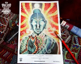 "Inner Buddha" Poster con firma de autor/ Poster signed by author Simulación de Canvas/Simulation Canvas 44 x 29 cm